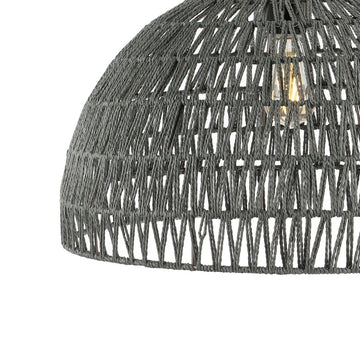 Campana 20" Bohemian Modern Woven Rattan/Iron LED Pendant